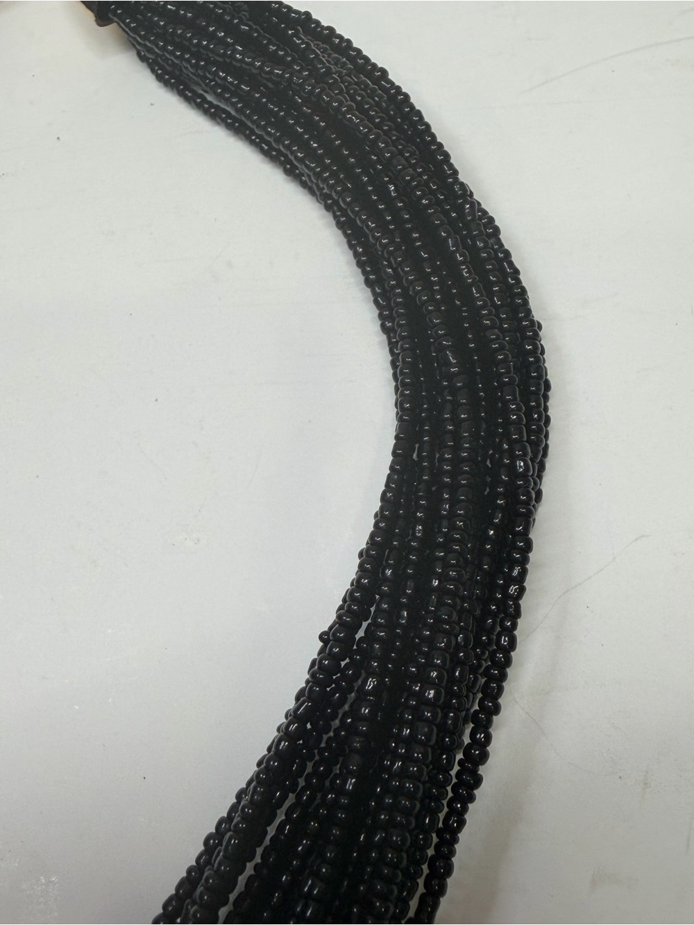 Black Beaded Necklace with Gold Coil Accent - Picture 5 of 9